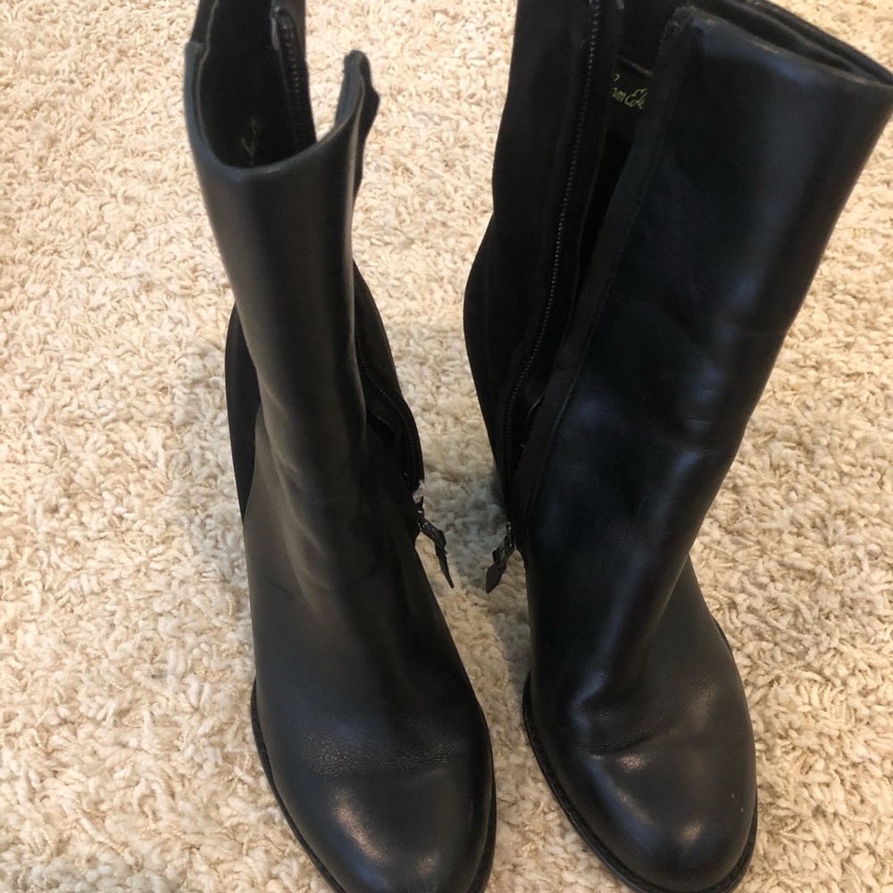 Sam Edelman mid calf leather suede black boots 8.5